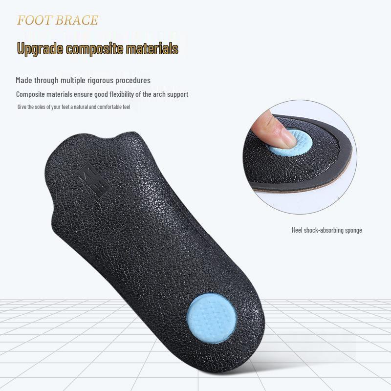 Cross-Arch PU Leather Insole with Heel Support & Deodorant for Flat Feet - Breathable Sports Mat