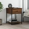 Bedside Table - Maison Exclusive - Brown Oak - Engineered Wood - Metal Frame