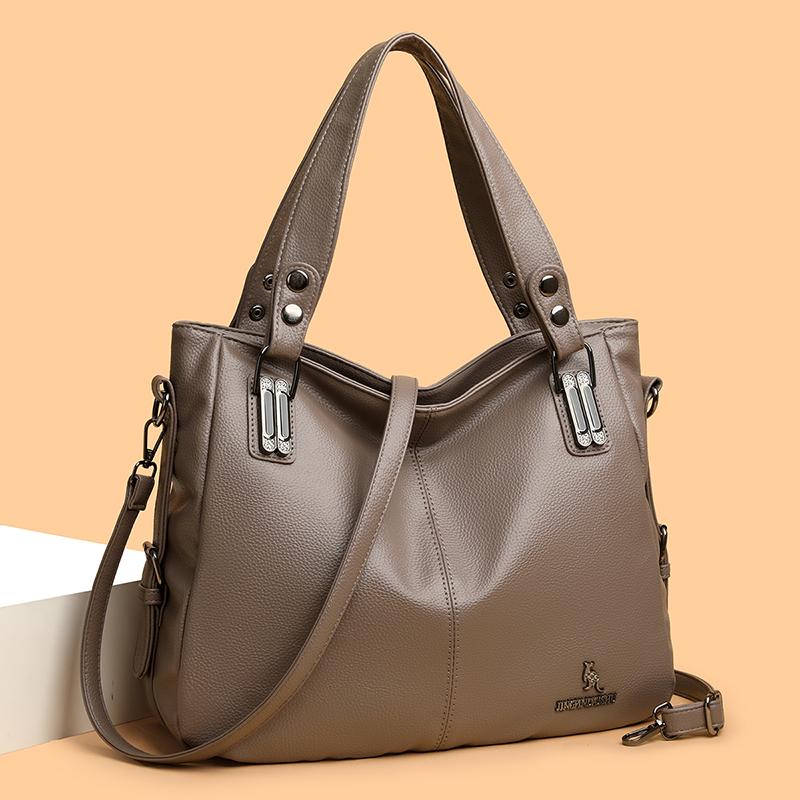 Women's Tote Bag Solid Color Shoulder Bag Large Capacity Middle-Aged Mother Bag