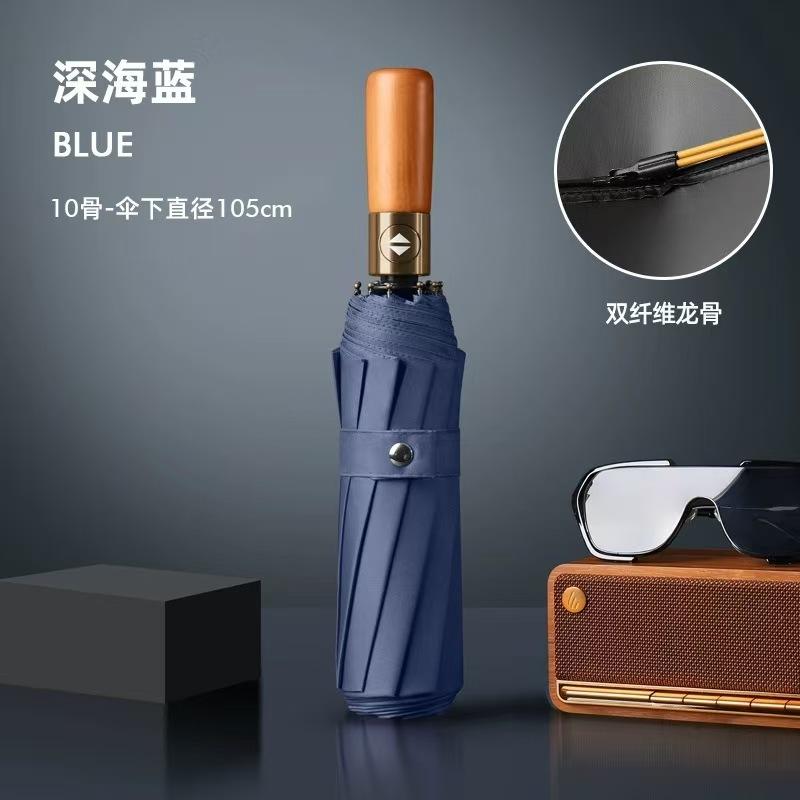 Fully automatic UV vinyl parasol, one-click open and close three-fold umbrella, UV-proof portable advertising umbrella