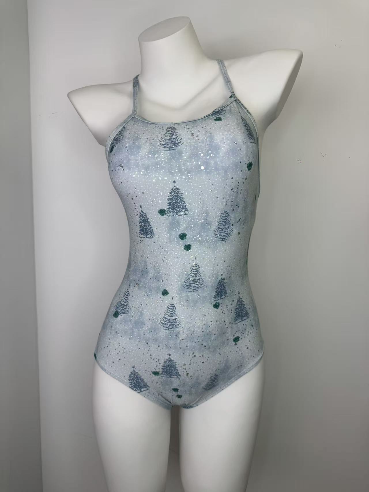 New Silverfish White Moonlight Swimsuit High Split Competition Racing One-piece Competitive Swimsuit Green Flash M