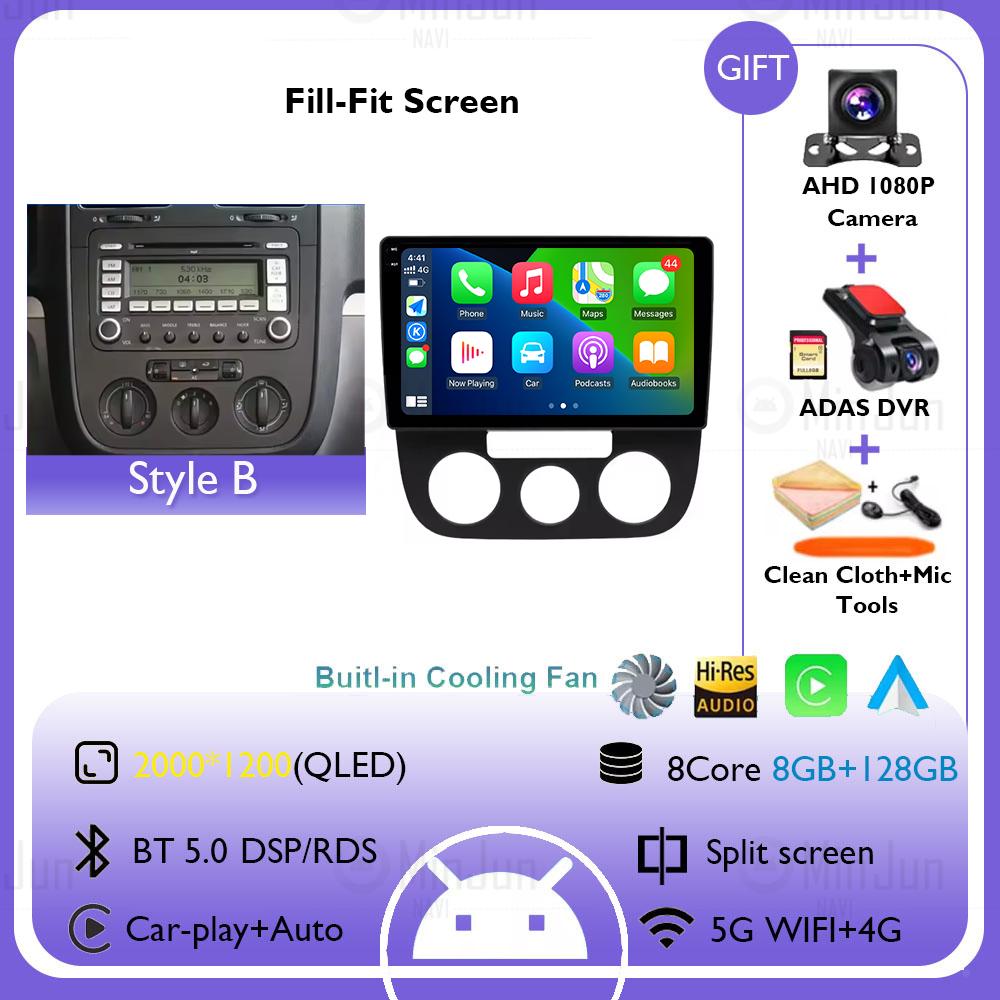 2K Screen Android 14 Car GPS Radio Multimedia For Volkswagen Jetta 5 2005 - 2010 Car Radio Multimedia Video Player Navigation