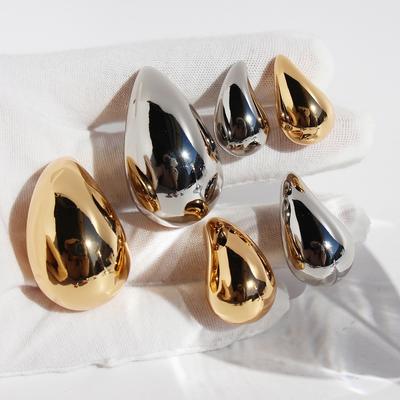 Fashionable Fine Mirror Water Drop Personality Exaggerated Earrings Trendy Cool Metal Wind Spice Girl Earrings 432