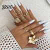 Vintage Style Alloy Rings Ocean Theme Set Adjustable Stackable Finger