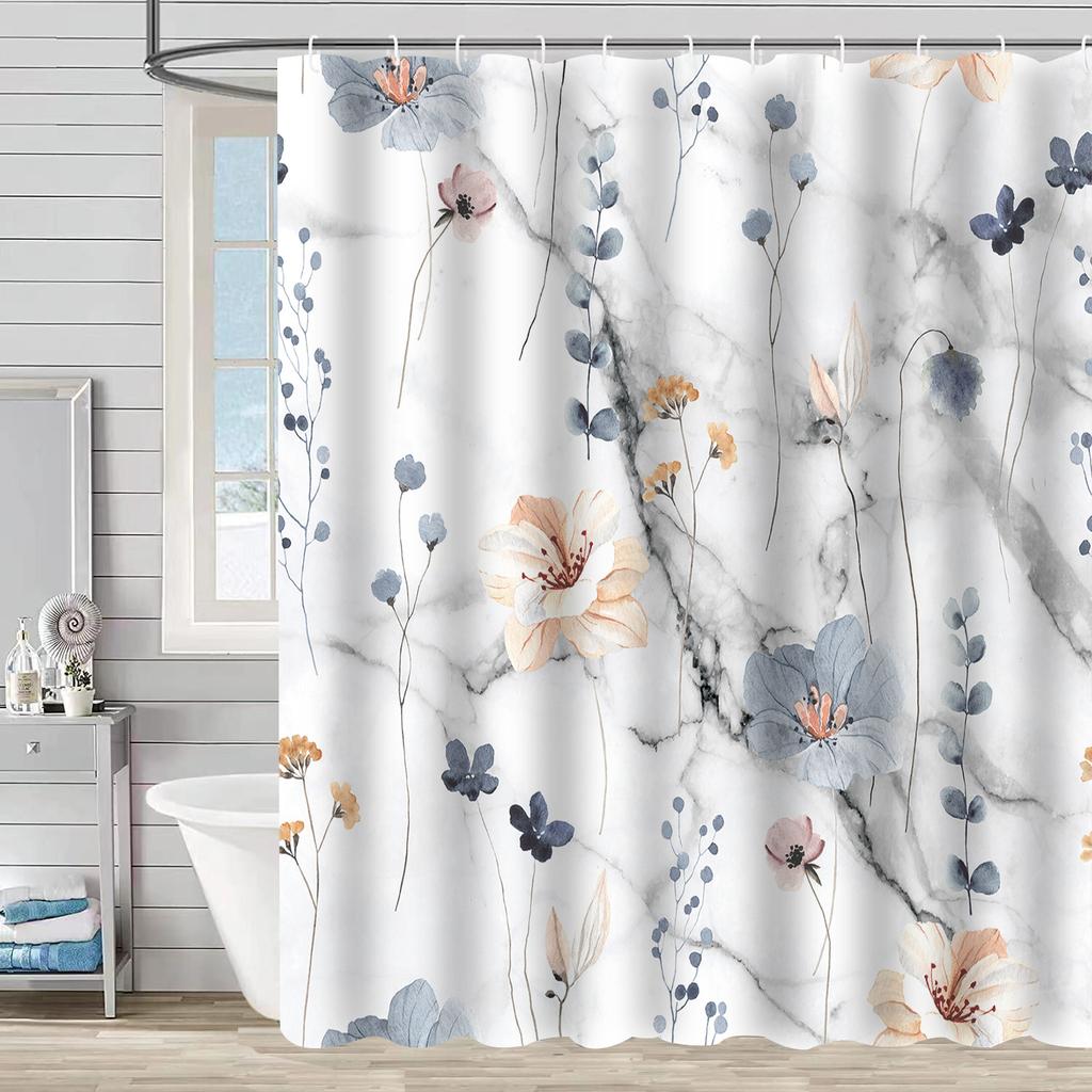 D2 Watercolor Leaves Curtains On The Top Plant with Floral Bathroom Decoration Shower Curtain 120-180CM with Hook Window Curtain