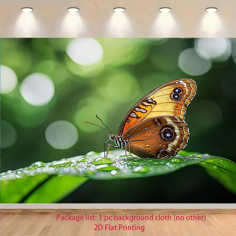 

2D Orange Butterfly on Leaf Backdrop for Nature & Wildlife Shoots 47.2x31.5inch/120*80cm