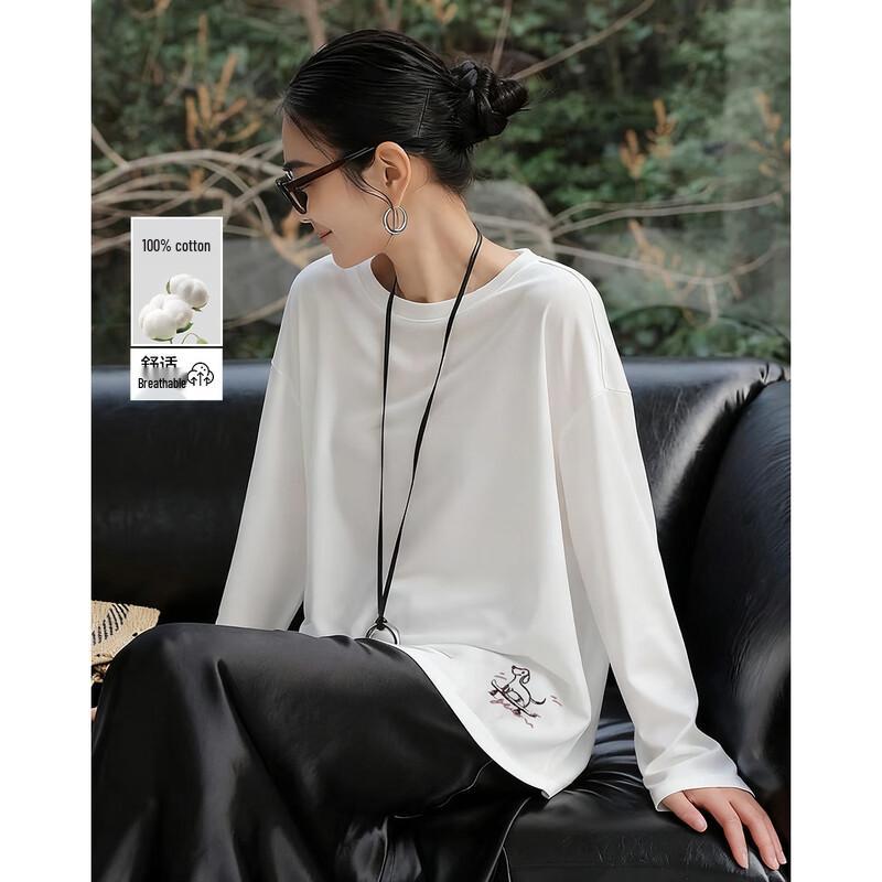 Demana Pure Cotton Embroidered Long-Sleeve T-Shirt XL