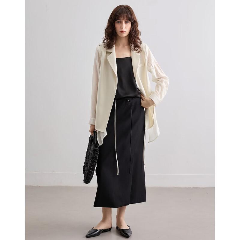 Women s Elegant H-Line Slit Midi Skirt XL