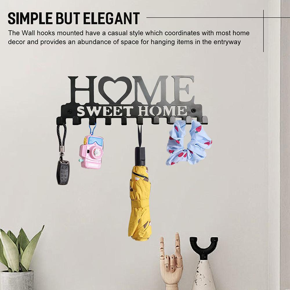 Carbon Steel HOME Creative Key Holder Wall Mount Rack with 10 Hooks Storage Organizer