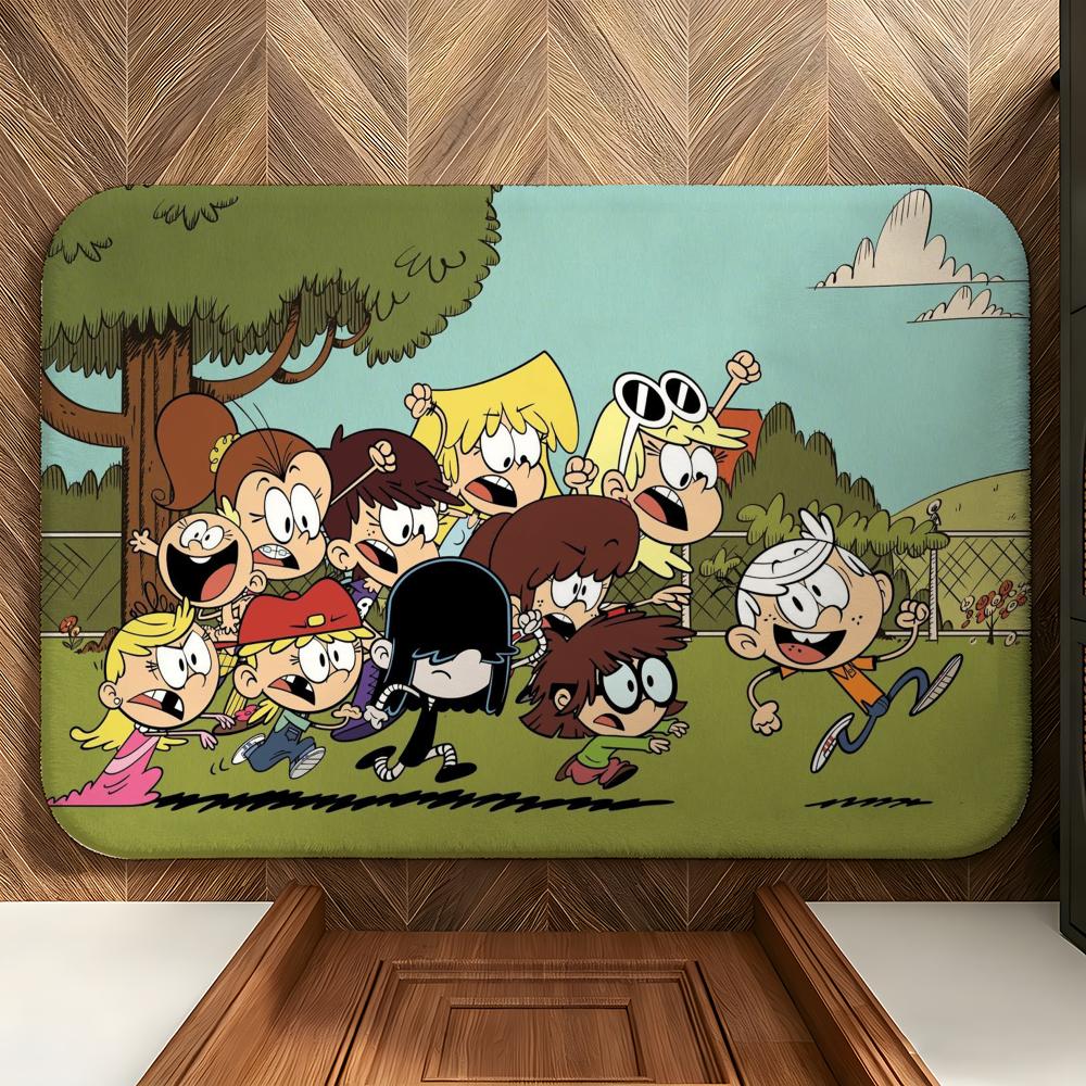 Cartoon T-The L-Loud H-House Floor Mat Soft Flannel Floor Mat Suitable for Entryways, Living Rooms, Bedrooms, and Bathrooms