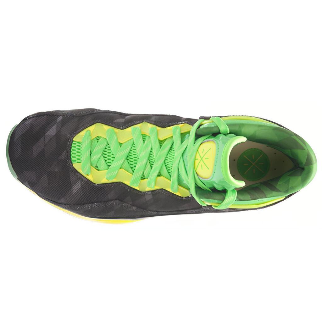 Li Ning WOW 3 Cushioning, Wear Resistant Mid top Basketball Shoes Men's Black Green Yellow ABAJ013-20