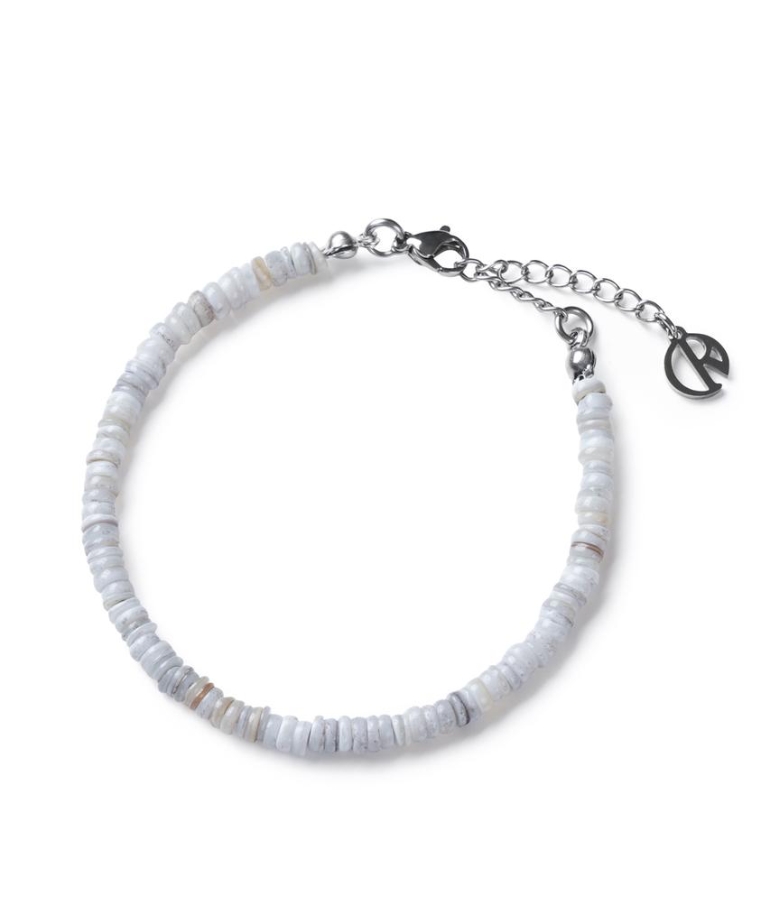 Decoroso Unisex Minimal Mother-Of-Pearl Bead Bracelet [Light Gray]