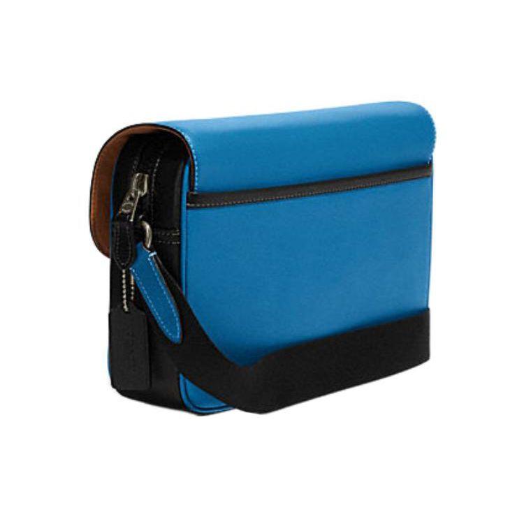 Coach Track 27 Classic Color Block Printed Leather Shoulder Crossbody Bag Men bags Blue Gray CH118-QBVFG