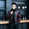 European size thickened spring and autumn casual men's leather jacket fashion splicing locomotive retro leather jacket men's clothing