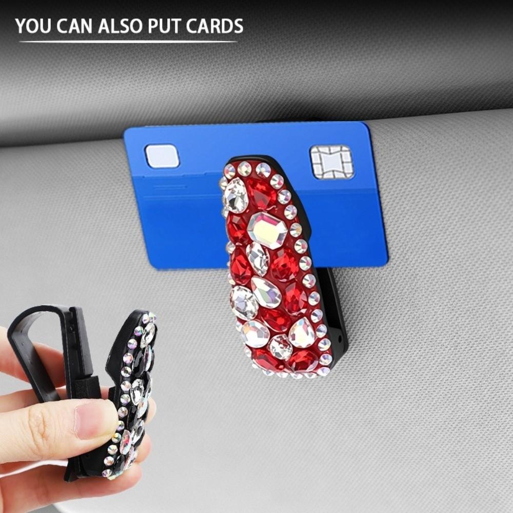 Multifunctional Sunglasses Clip Rhinestone Car Sun Visor Accessories Driving Accessories