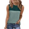 Women's Summer New Round Neck Color Blocked Sleeveless Top Short Sleeved Comfortable Vest