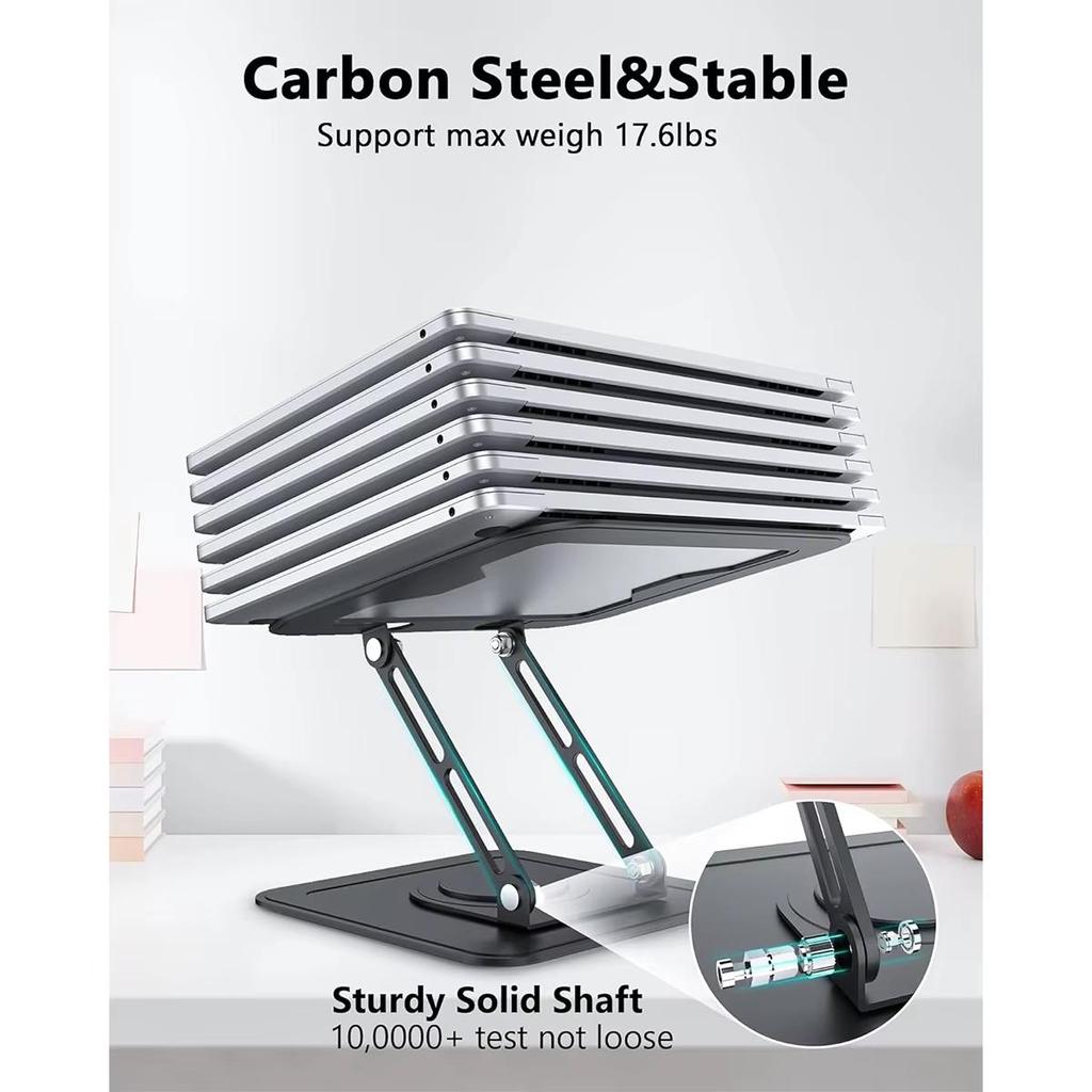 Foldable Laptop Stand with 360 Rotating Base,Metal Ergonimic Adjustable Laptop Stand for Desk,Computer Notebook Stand