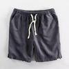 Men's Linen Summer Shorts - Breathable, Loose-Fit, Solid Color Beachwear