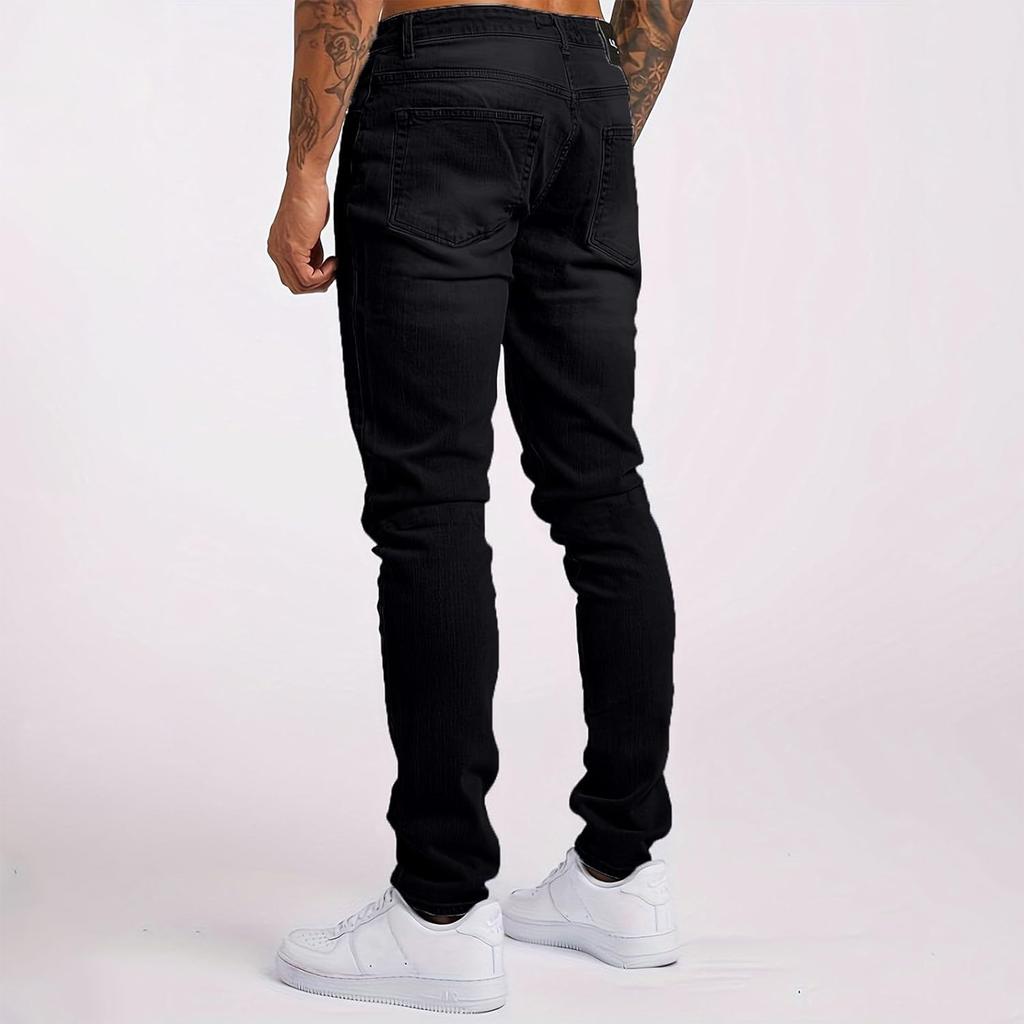 Heren Denim Jeans Streetwear Losse Pasvorm Casual Slim Stretch Broeken Klassiek Vijfzakken Ontwerp Normale Taille Amerikaanse Stijl