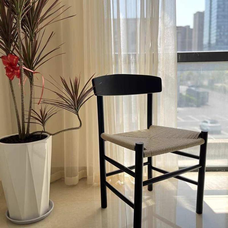 Wooden Dining Chair Retro Straw Rope Weaving Chairs Creative Portable Interior Furniture Dining Chair Simple Art Design Chairs