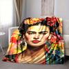 1Pc Floral Frida Kahlo Portrait Blanket Soft And Comfortable Casual Warm Camping Travel Christmas Halloween Xmas Gift M92449