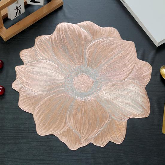 PVC Bordbrikker Lotus Sklisikker Skålunderlag Fortykket Varmebestandige Brikker for Kopper Skåler Vanntett Vaskbar Bordbeskyttere Hotell Hjem Spisedekor