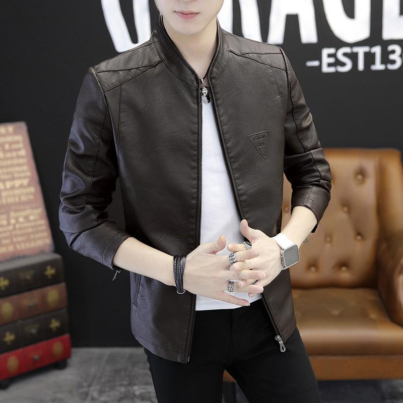 Φθινοπωρινό Ανδρικό Μπουφάν Δερμάτινο Μπουφάν Λεπτό Μόδα Νεανικό Παλτό