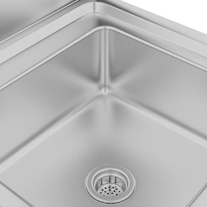 VidaXL Évier de cuisine commercial 60x60x96 cm Acier inoxydable