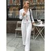 European and American Women Set White Lace-up Top Spring 2025 Casual Trousers
