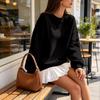 Women's Fall Winter Casual Crewneck Sweatshirt Color Long Sleeve Top