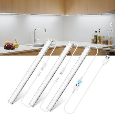 Luce LED con Sensore Tattile Sottopensile USB 5V 30CM Dimmerabile Lampada a Barra Tubo in Alluminio Per Tavolo Cucina Illuminazione Armadio 3 Pezzi Collegabili