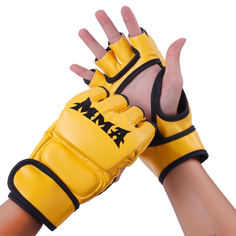 

Перчатки для бокса Kick MMA для мужчин и женщин PU Karate Muay Thai Guantes De Boxeo Free Fight MMA Sanda Training Adults Kids Equipment жёлтый