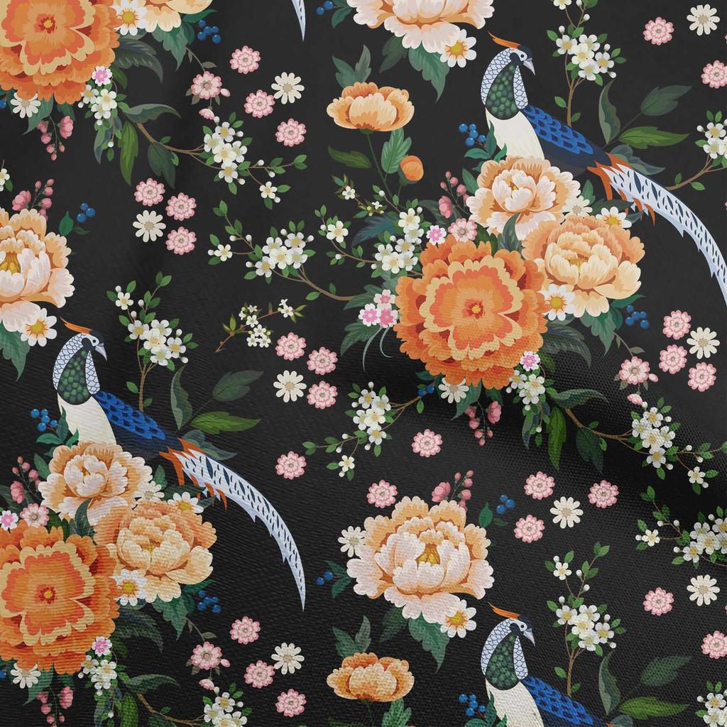 oneOone Cotton Flex Brown Fabric Asian Chinese Craft Projects Decor Fabric Printed By The Yard 40 Inch