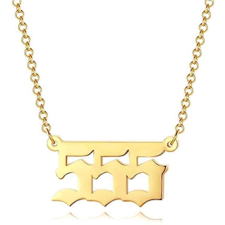 Stainless Steel Angel Number Lucky Numbers Necklaces 111 222 333 444 555 777 888 999 666 000 Women Pendant Necklace