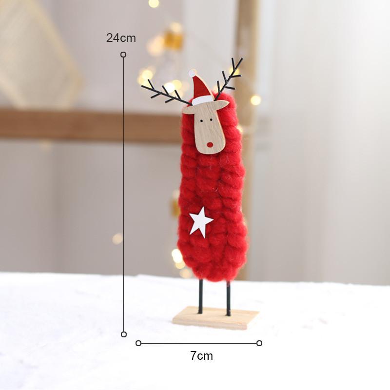 Holiday Tree Decorations With Wooden Deer And Santa Elder Figurines For Christmas Home Decor