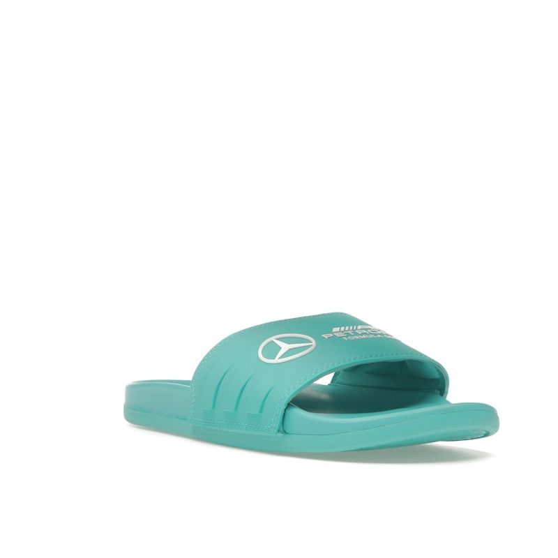 Mercedes-AMG Petronas Formula One Team X Adidas Adilette Comfort Slide Semi Mint Rush Unisex Sneakers Teal Cloud-White JR1071