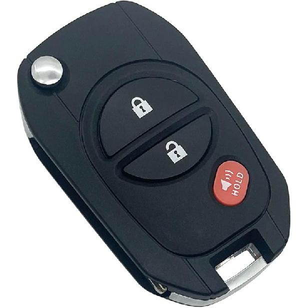 Folding Flip Replacement Key Fob Cover Case fit for Toyota Sienna Tacoma Highlander Sequoia Tundra Keyless Entry Key Fob Shell (4 Button) 3 Button-F