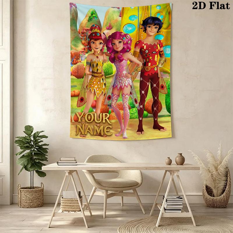Custom Name Mia and Me Wall Tapestry Aesthetic Wall Hanging Printed Fabric Blanket Decorative Tapestries for Bedroom Living Room Home Decor