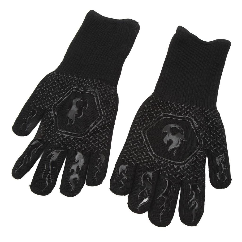 BBQ Gloves Fireproof 800 Celsius  Heat Resistant Double Sided Silicone Large Grill Gloves for Oven Barbecue Cooking