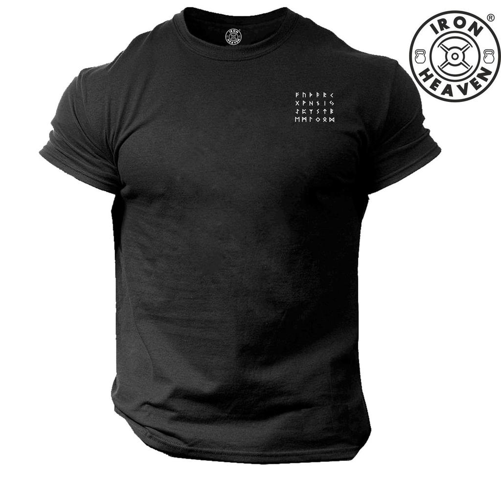 Viking Runes T Shirt Small Gym Clothing Bodybuilding Training Workout Exercise Boxing MMA Alphabets Odin Iron Heaven Gymwear Men Tee Top