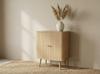 Kommode geriffelte Fronten Eiche Boho Holzbeine 85 cm