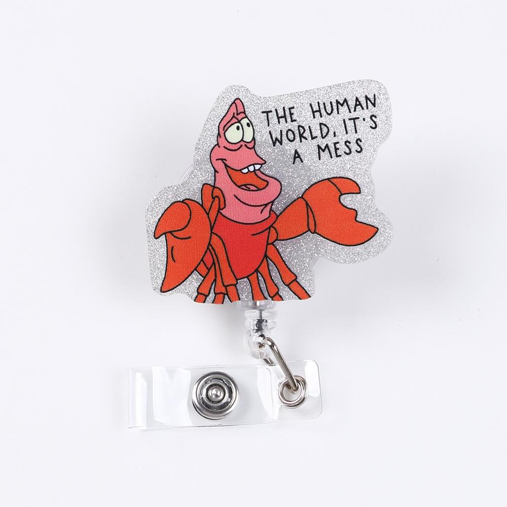 

Cartoon Animal Badge Reel Retractable Acrylic Badge Holder Reel ID Clip DinosaurKoala Crocodile Clip for Nurse Office Student