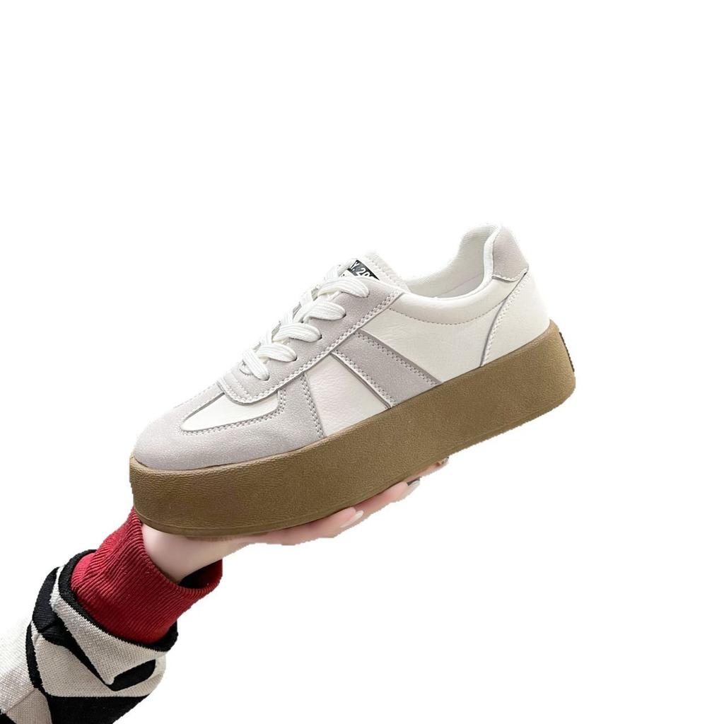 Little white shoes women's first layer cowhide 2025 new popular German training shoes spring and autumn versatile inner height increase thick basepl