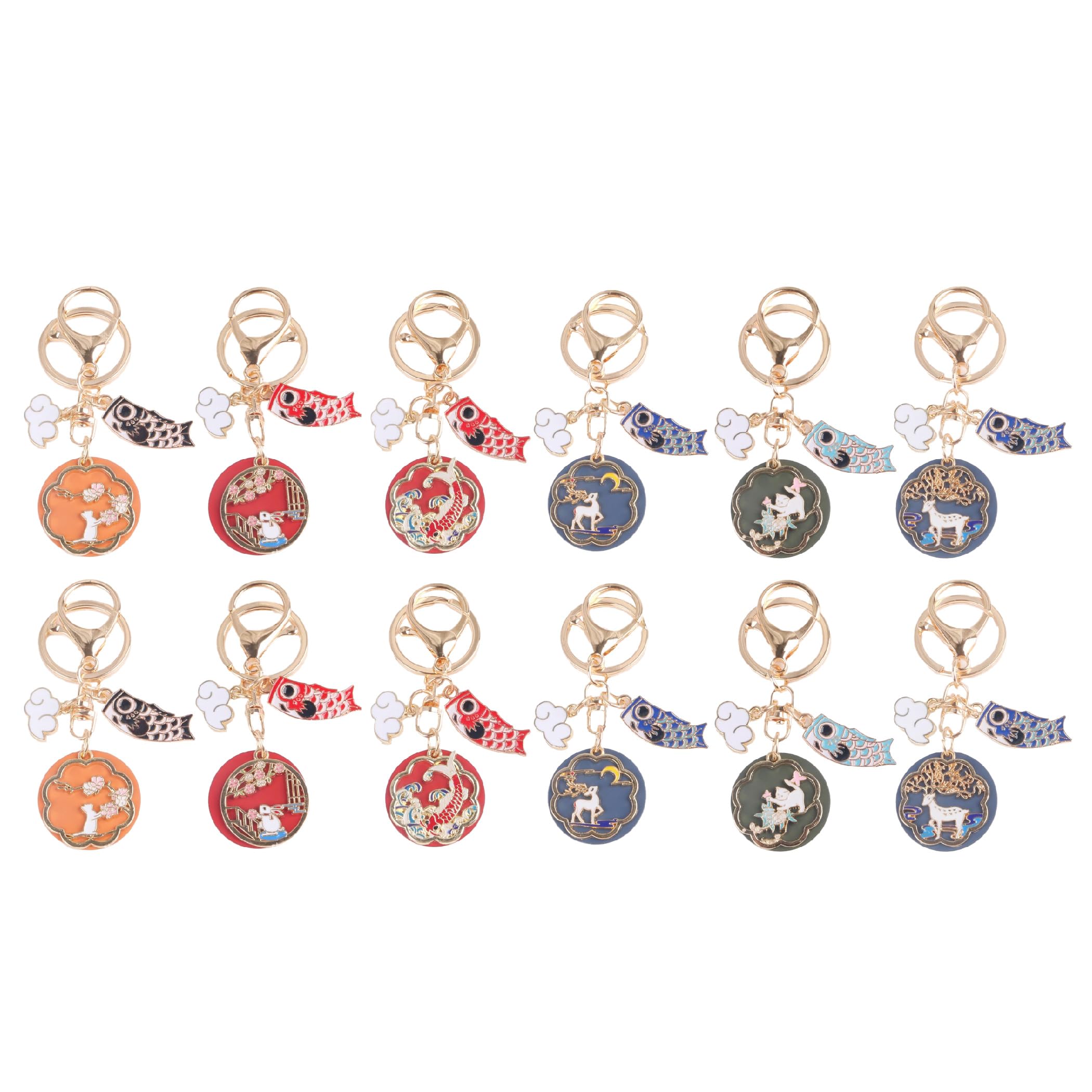 

[HAMILO] Keychains, Carp Streamers, Rabbits, Cats, Deer Bag Charms, 6 Designs, Total of 12 Items