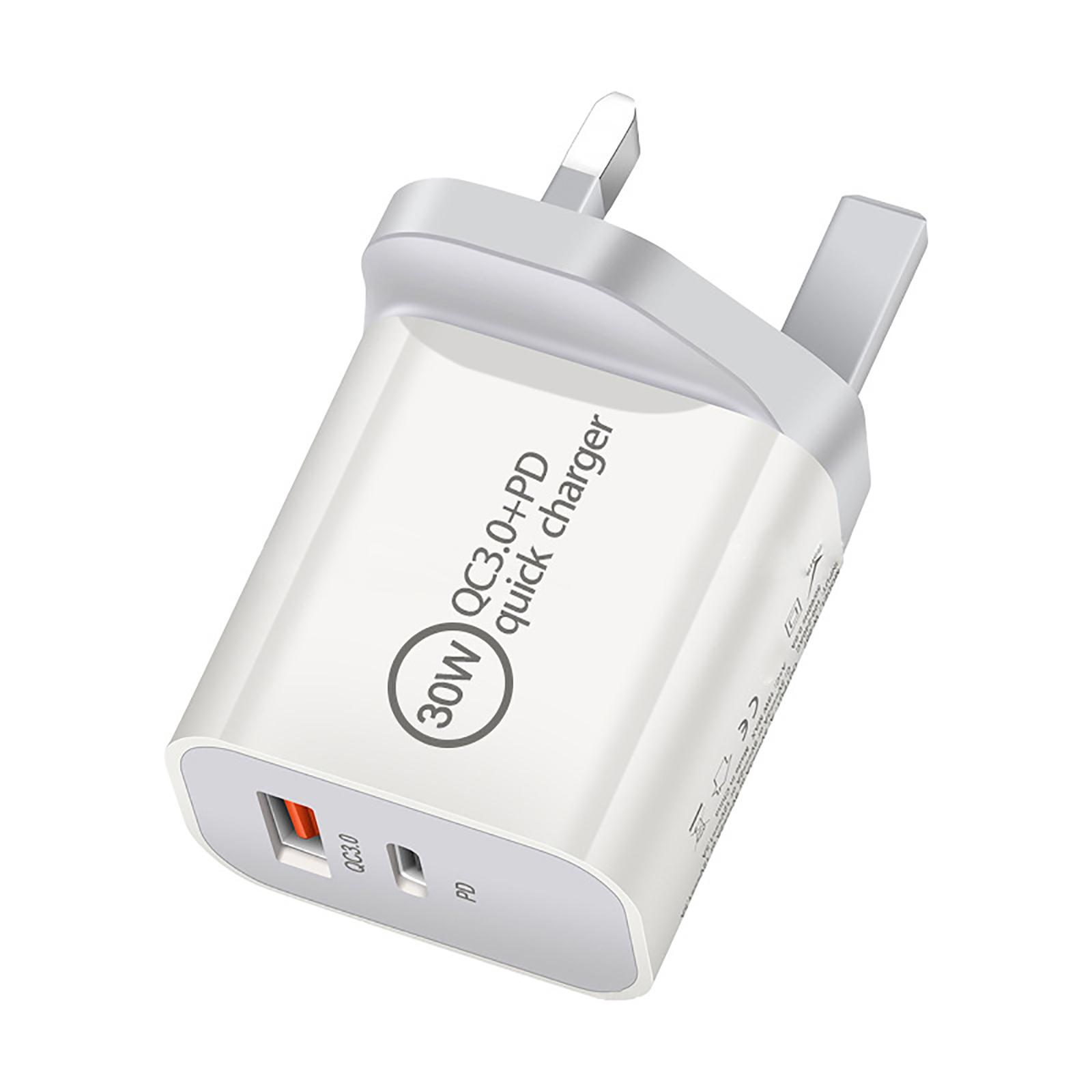 

PD30W QC3.0 USB C Charger Charging Adapter 2Port Faster Charger USB C Plug 30W Output for Multiple Device Phone UK