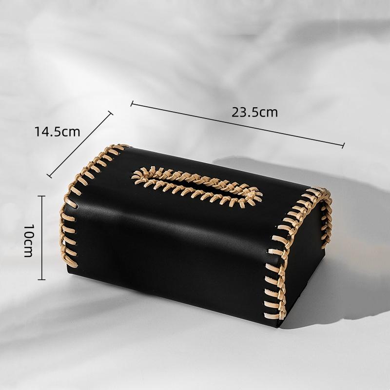 Leather Tissue Box Color-blocked Thread Weaving Two-color Home Napkin Holder Paper Towel Holder Organizadores Home Decoraction