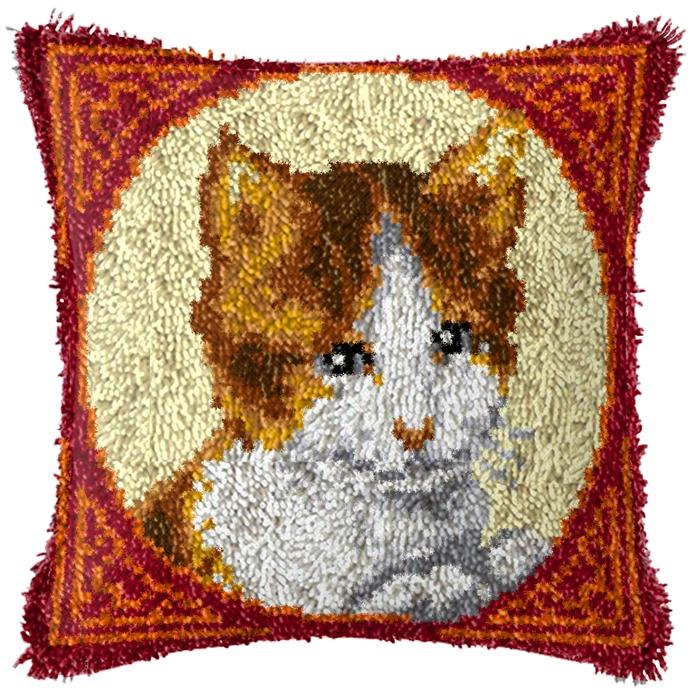 Cute Animal Latch Hook Rug Kits Pillows Smyrna Package Carpet Cat Embroidery Latch Hook Kit Diy Cross Stitch Pillow Knooppakket