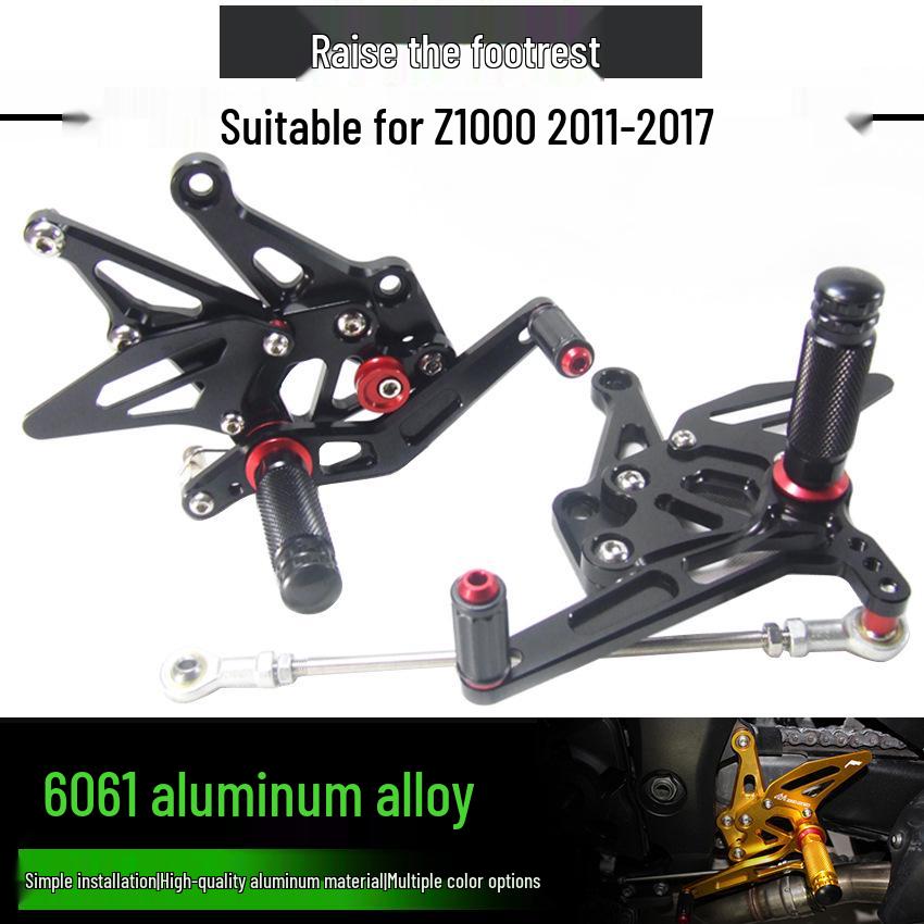 

Compatible with Kawasaki Z1000 (2011-2017) Racing Style Raised Footrests. Titanium
