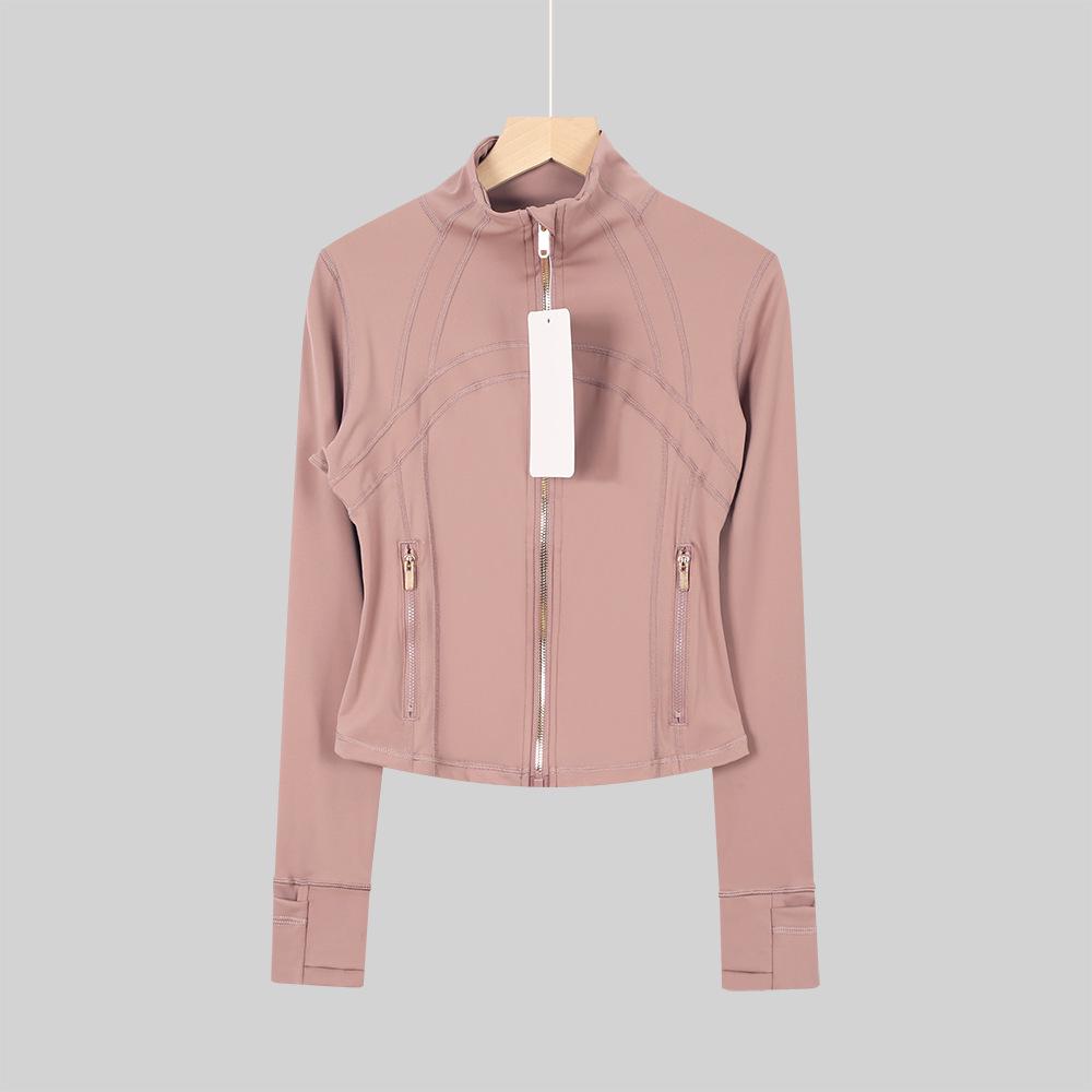 LULULACIE Women's Gold Zipper Stand-up Collar Slim Fit Sports Jacket