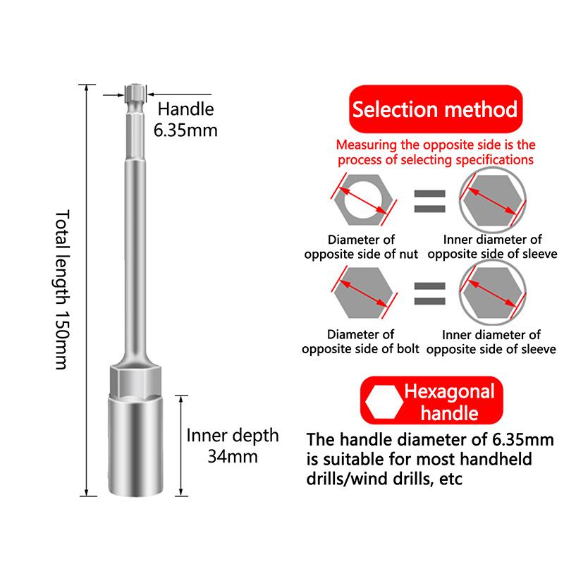 1Pc 5.5-19Mm Lengthen Electric Drill Socket Head Bolt Nut Driver Bit Impact Drill Bits Adapter Socket Wrench Extension Bar 150Mm